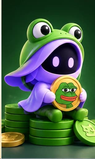 Veil Pepe: A Veil in a frog hood, sitting on a stack of green coins it has no plans to share.