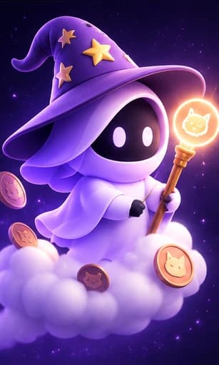 Veil Mage: A star-hatted Veil on a cloud, raising a staff that glows at the tip.